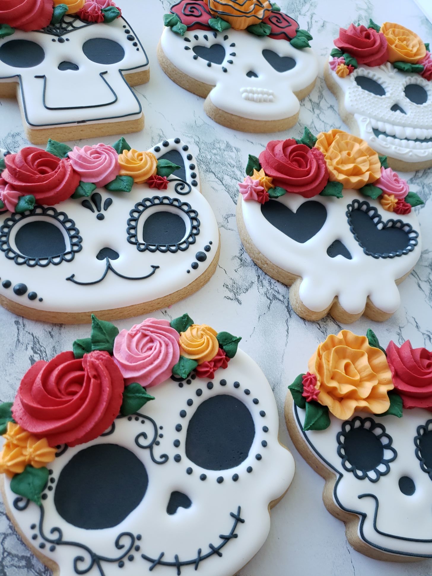 Halloween Sugar Skull Cookies - Baking Classes Southfield Michigan | Cake Crumbs - sugar-skull-cookies-close-up-rotated